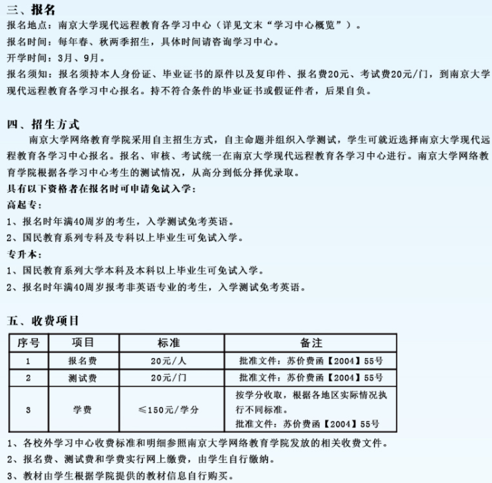 南京大学现代远程教育2020年招生简章