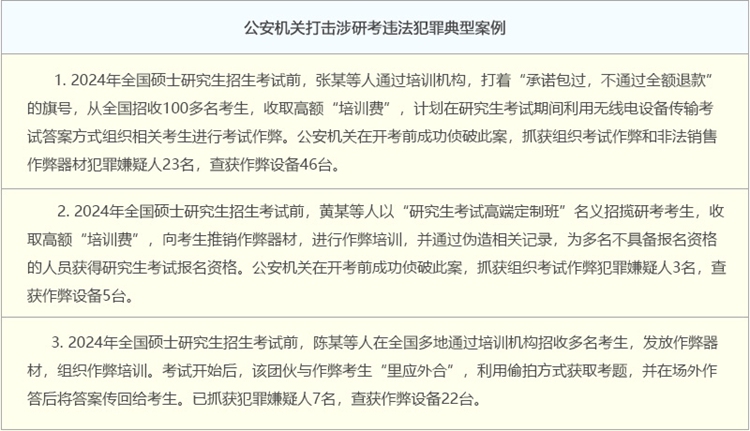 教育部会同中央网信办、公安部开展查处涉研考违法有害信息专项工作