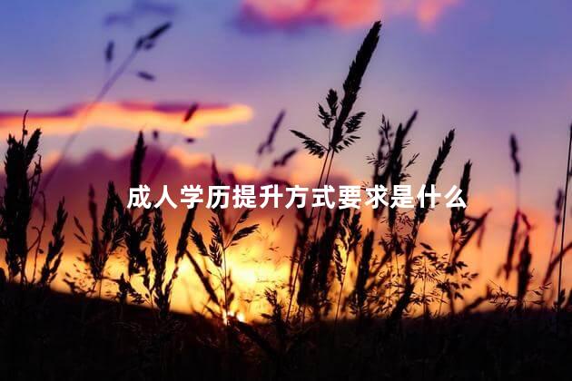 成人学历提升方式要求是什么